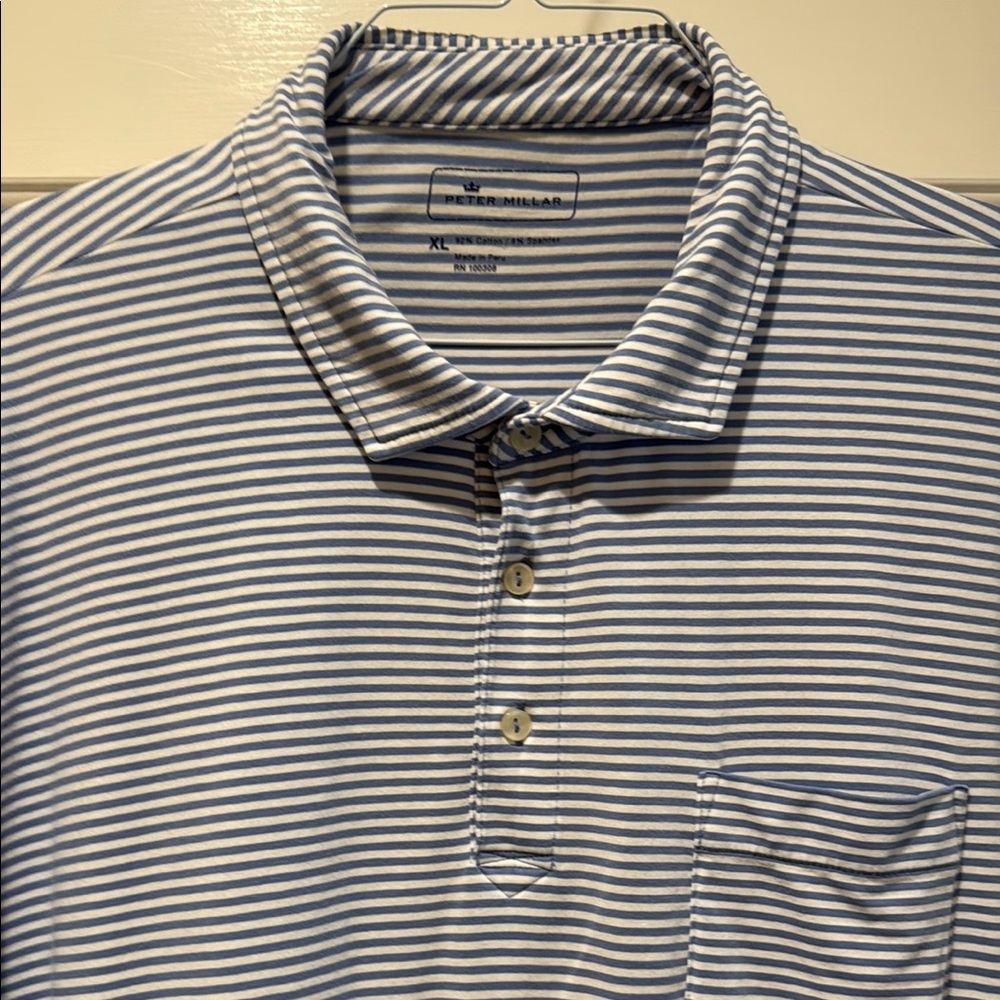 Peter Millar Blue and White Polo Shirt